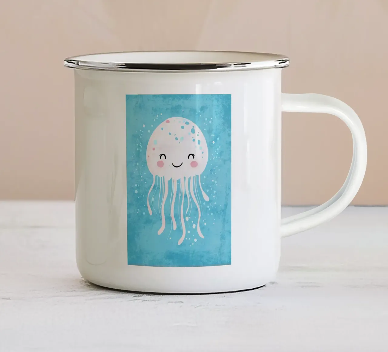 medusa oceano sott'acqua sorridente tazza in smalto da Courtney Ohling