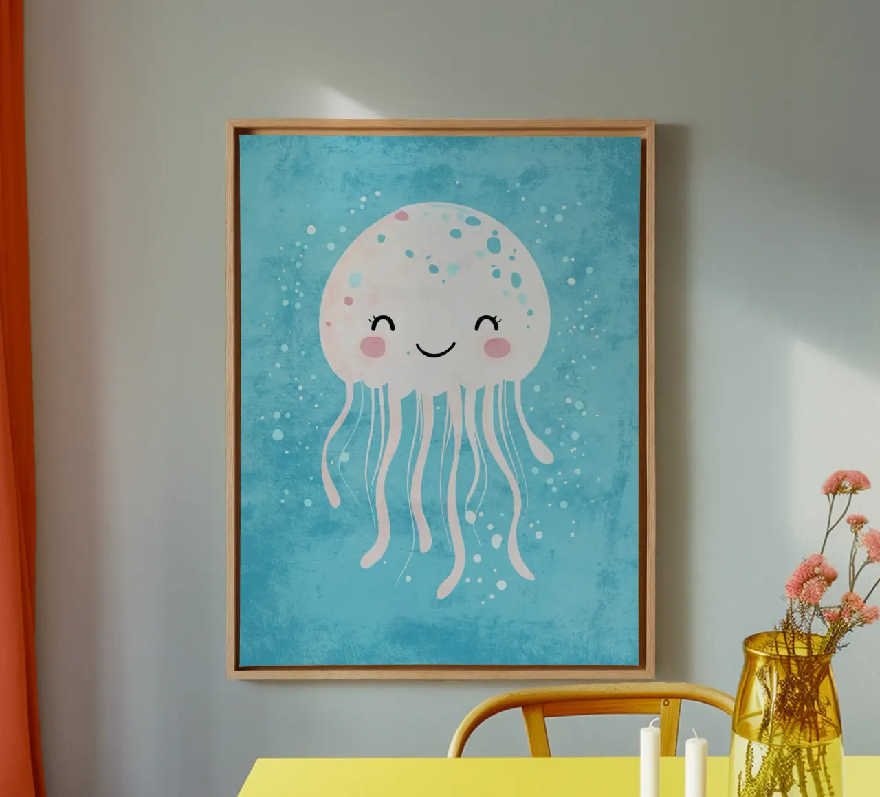 jellyfish ocean underwater smiling canvas with Floater frame by Courtney Ohling