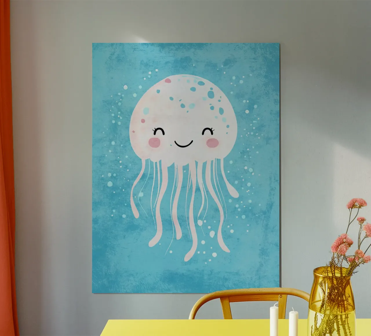 medusa oceano sott'acqua sorridente poster con telaio in legno da Courtney Ohling