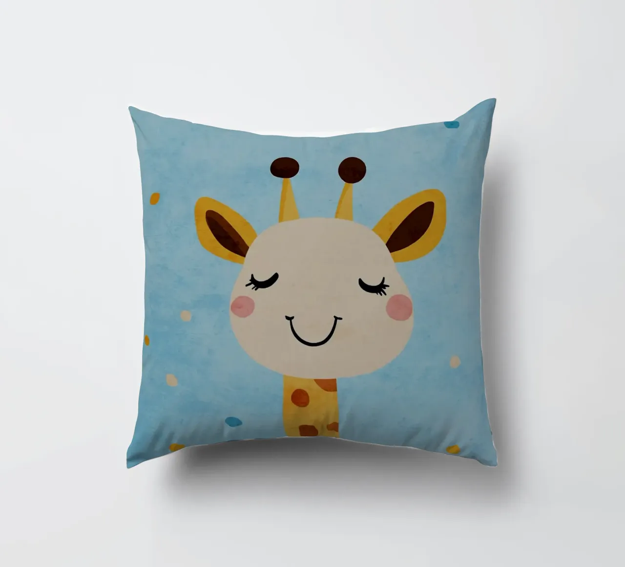 giraffa che sorride macchie occhi chiusi cuscino da Courtney Ohling