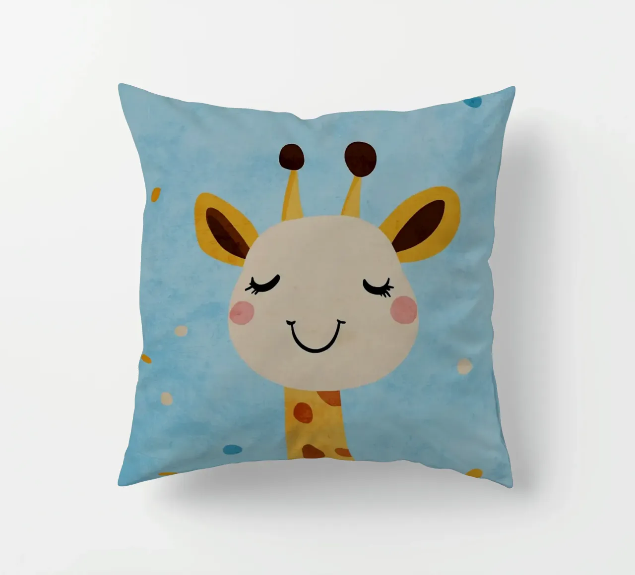 giraffa che sorride macchie occhi chiusi cuscino da Courtney Ohling