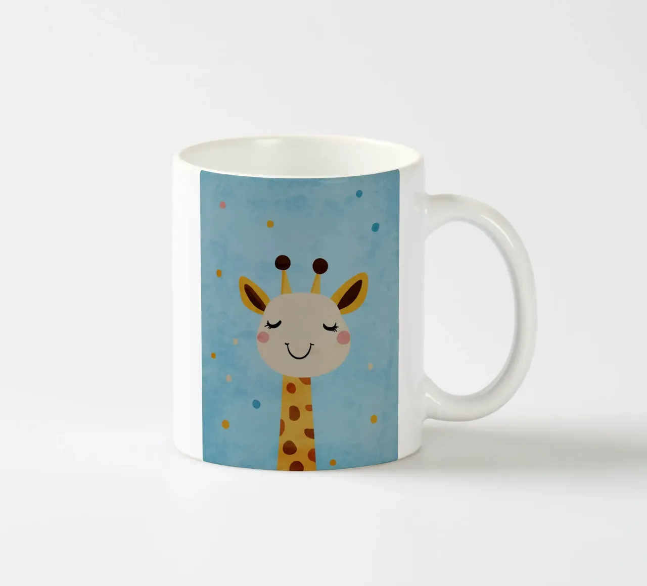 giraffa che sorride macchie occhi chiusi tazza in ceramica da Courtney Ohling