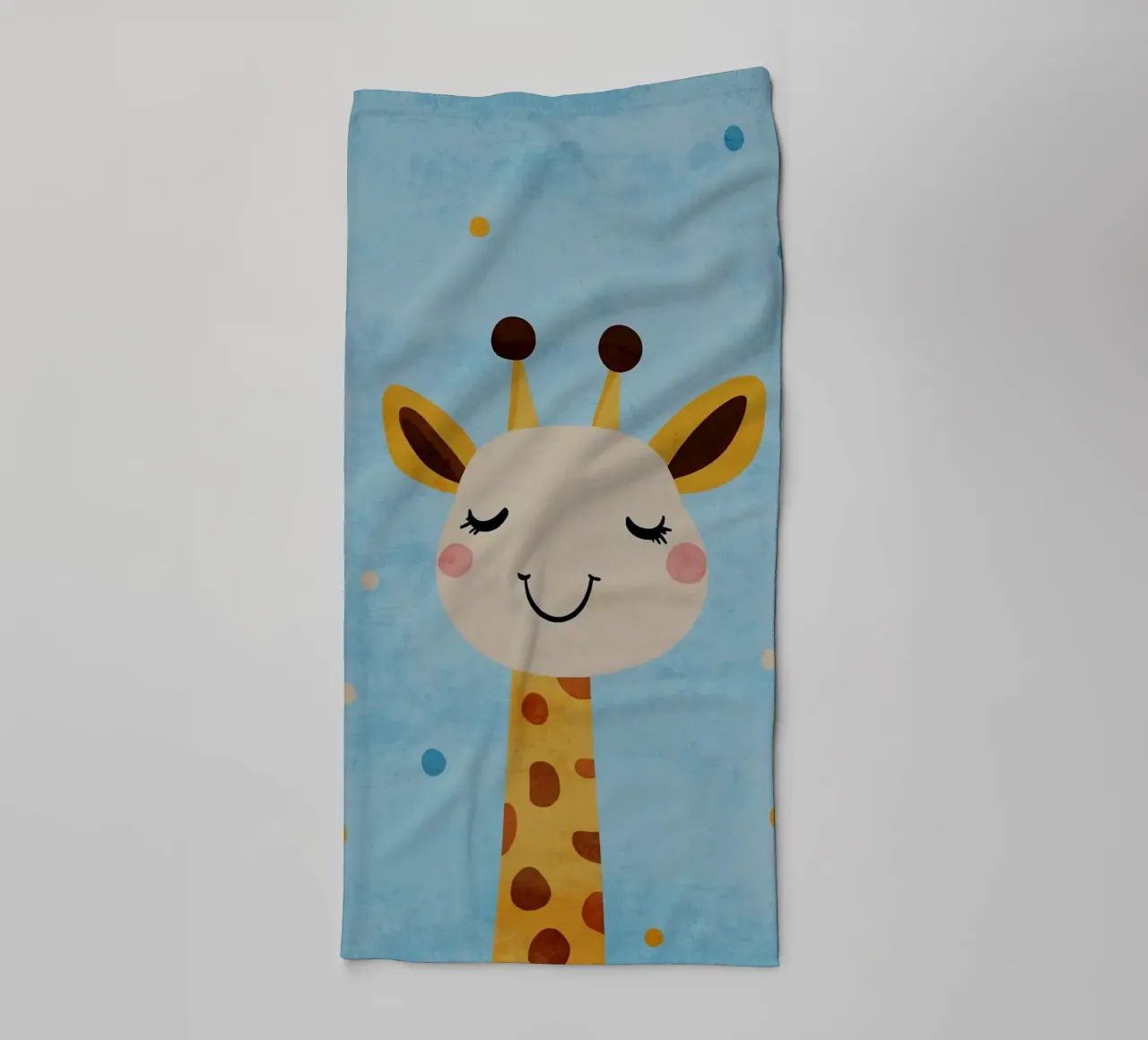 giraffa che sorride macchie occhi chiusi asciugamano da bagno da Courtney Ohling