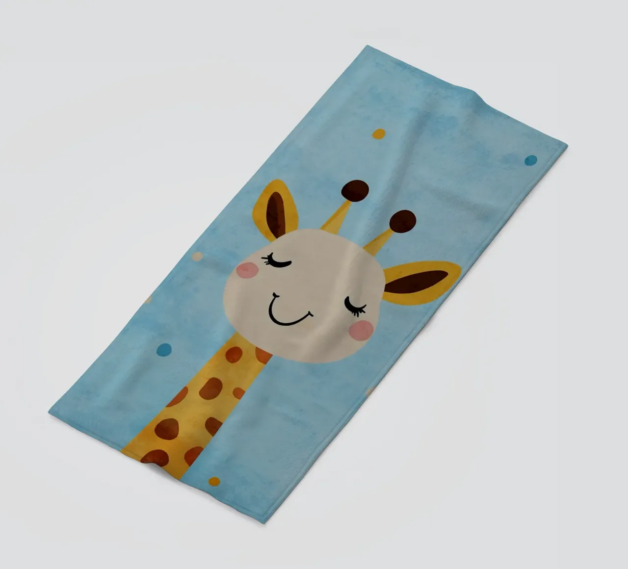 giraffa che sorride macchie occhi chiusi telo mare da Courtney Ohling