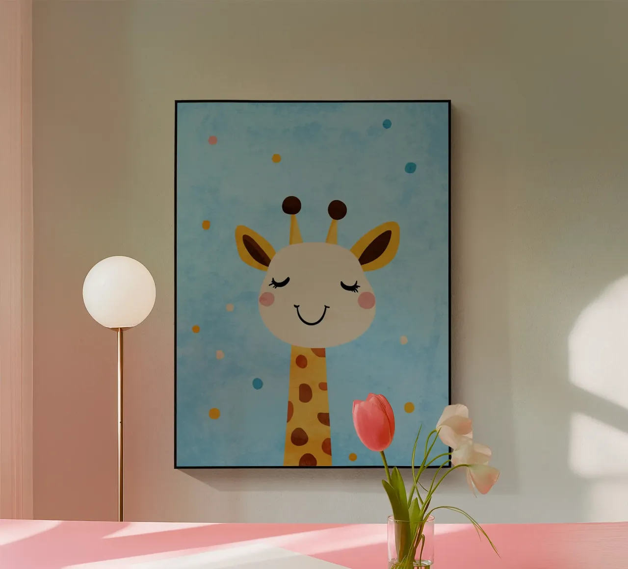 giraffa che sorride macchie occhi chiusi plexiglass da Courtney Ohling