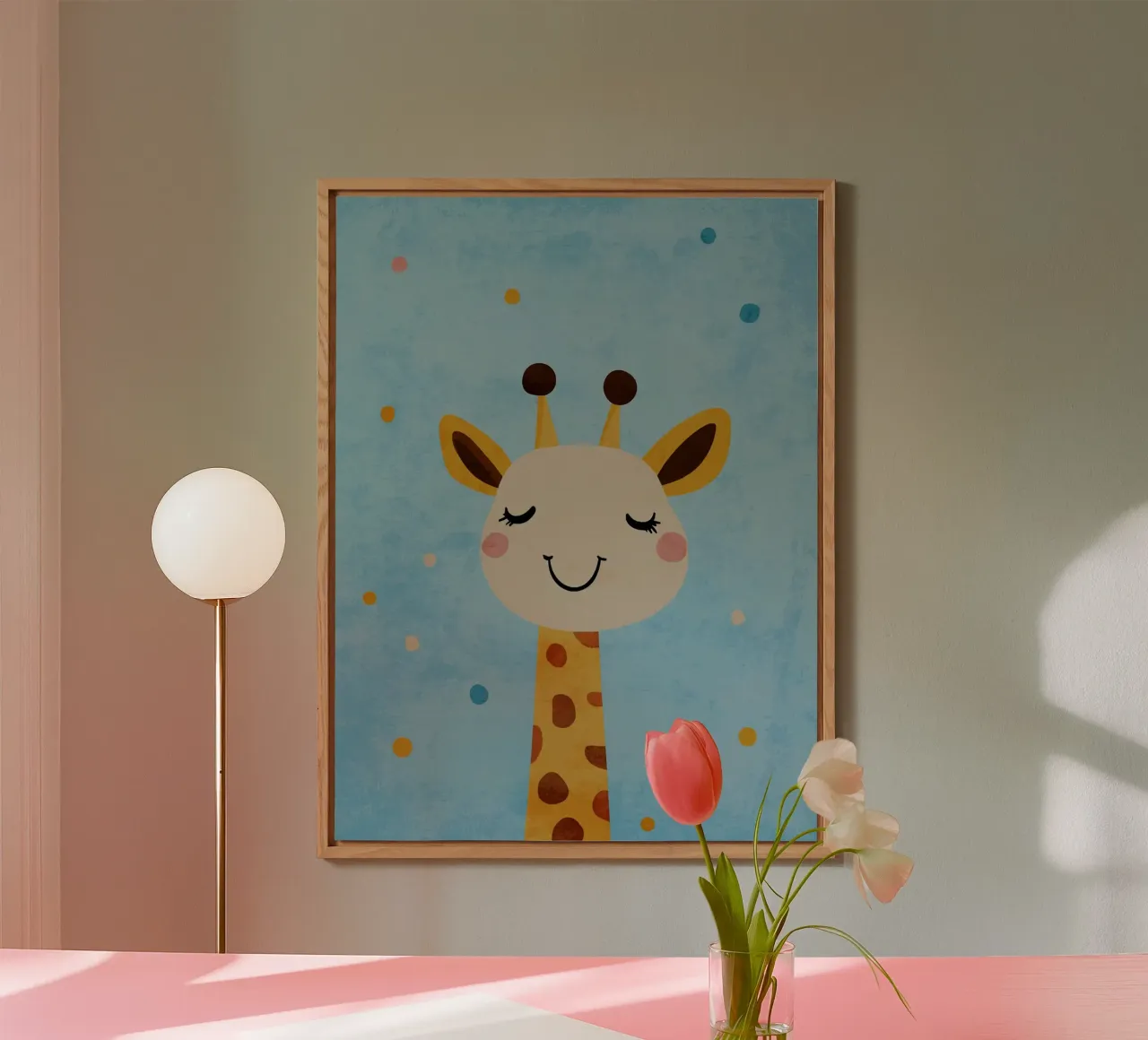 giraffa che sorride macchie occhi chiusi alluminio dibond da Courtney Ohling