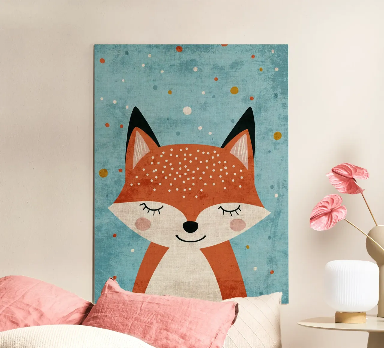 fuchs tiermuster punkte Poster mit Kunststoffrahmen von Courtney Ohling