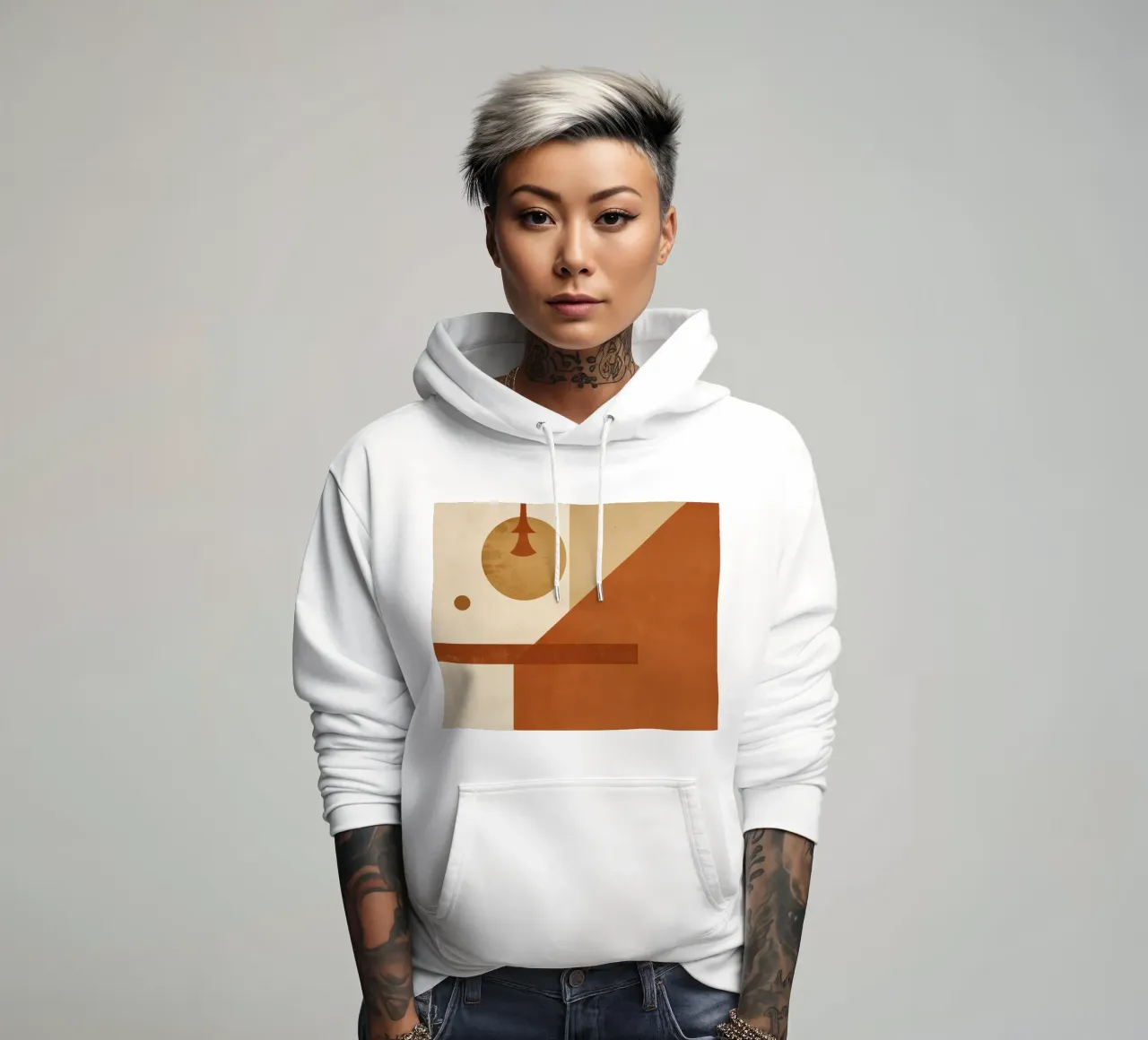 Composición geométrica abstracta con círculos rectángulos sudadera con capucha de DesignDoodle