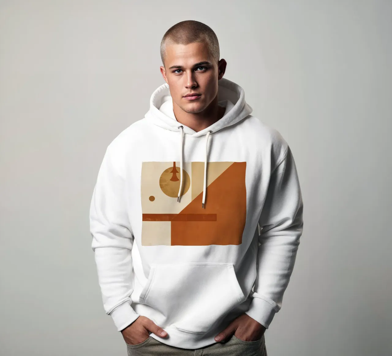 Composición geométrica abstracta con círculos rectángulos sudadera con capucha de DesignDoodle