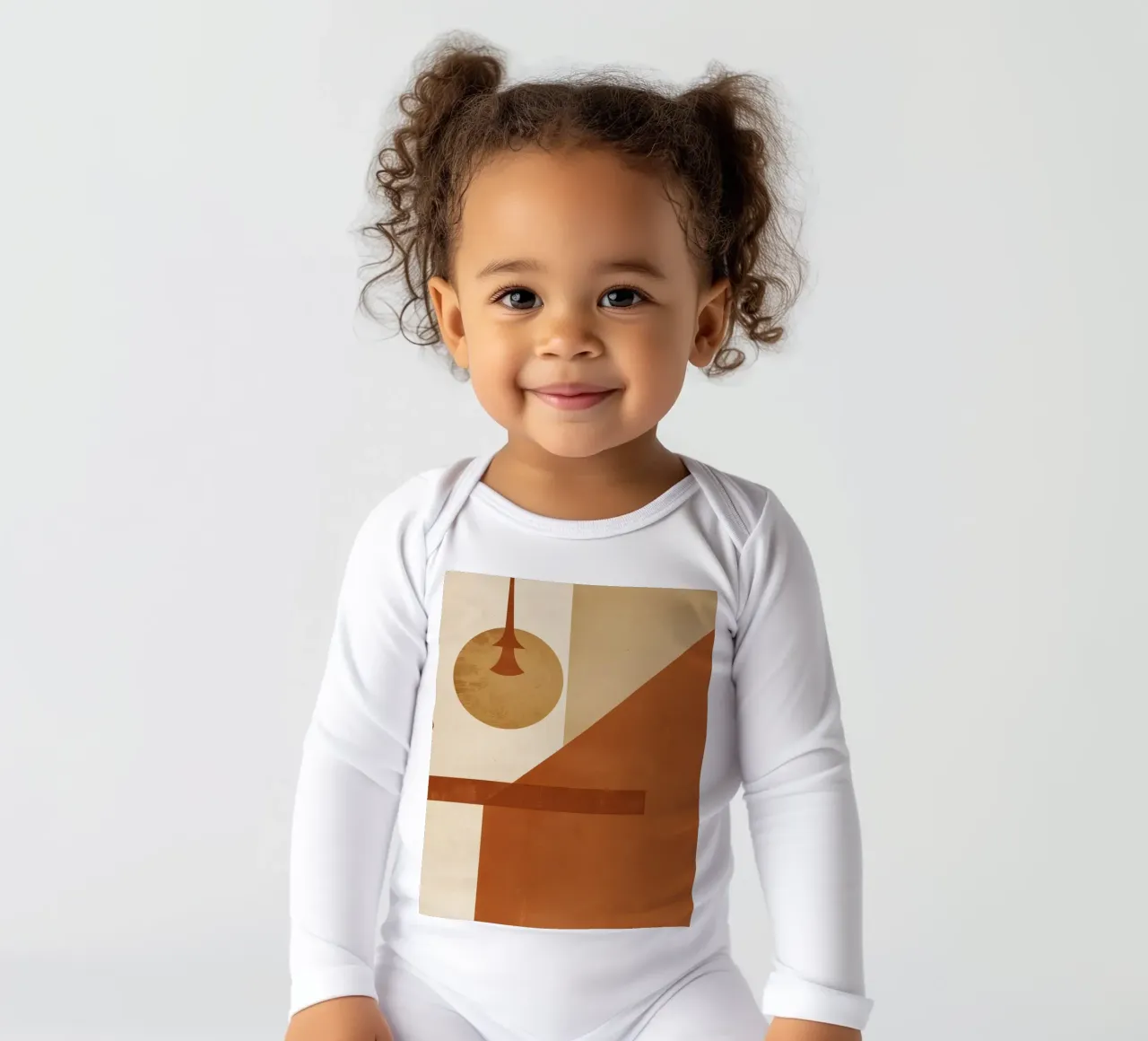 Abstract Geometric Composition with Circles Rectangles long-sleeve baby romper by DesignDoodle