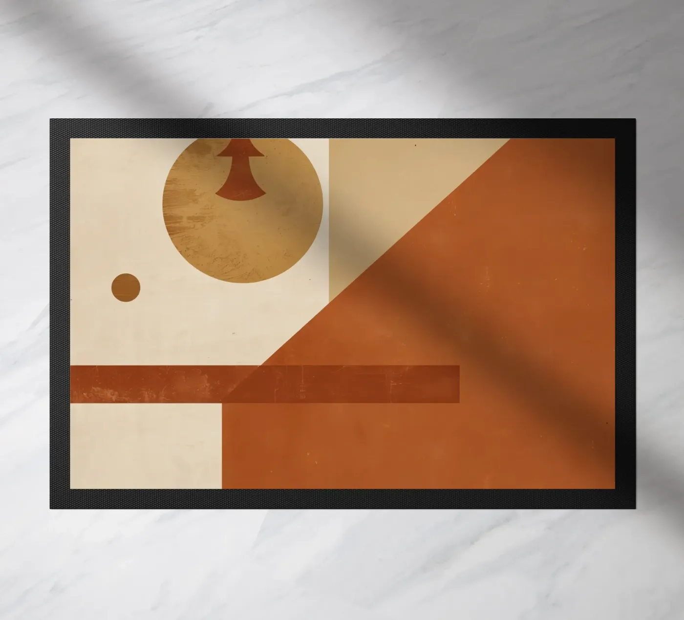Abstract Geometric Composition with Circles Rectangles doormat by DesignDoodle