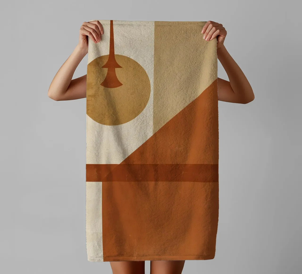 Abstract Geometric Composition with Circles Rectangles towel by DesignDoodle