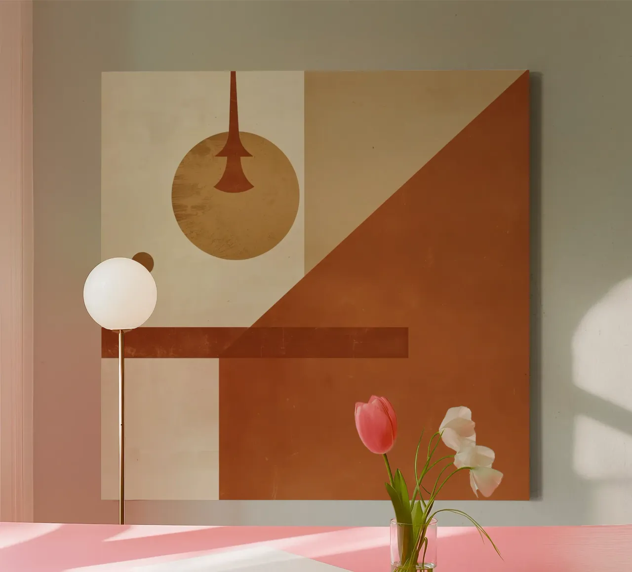 Abstract Geometric Composition with Circles Rectangles canvas by DesignDoodle