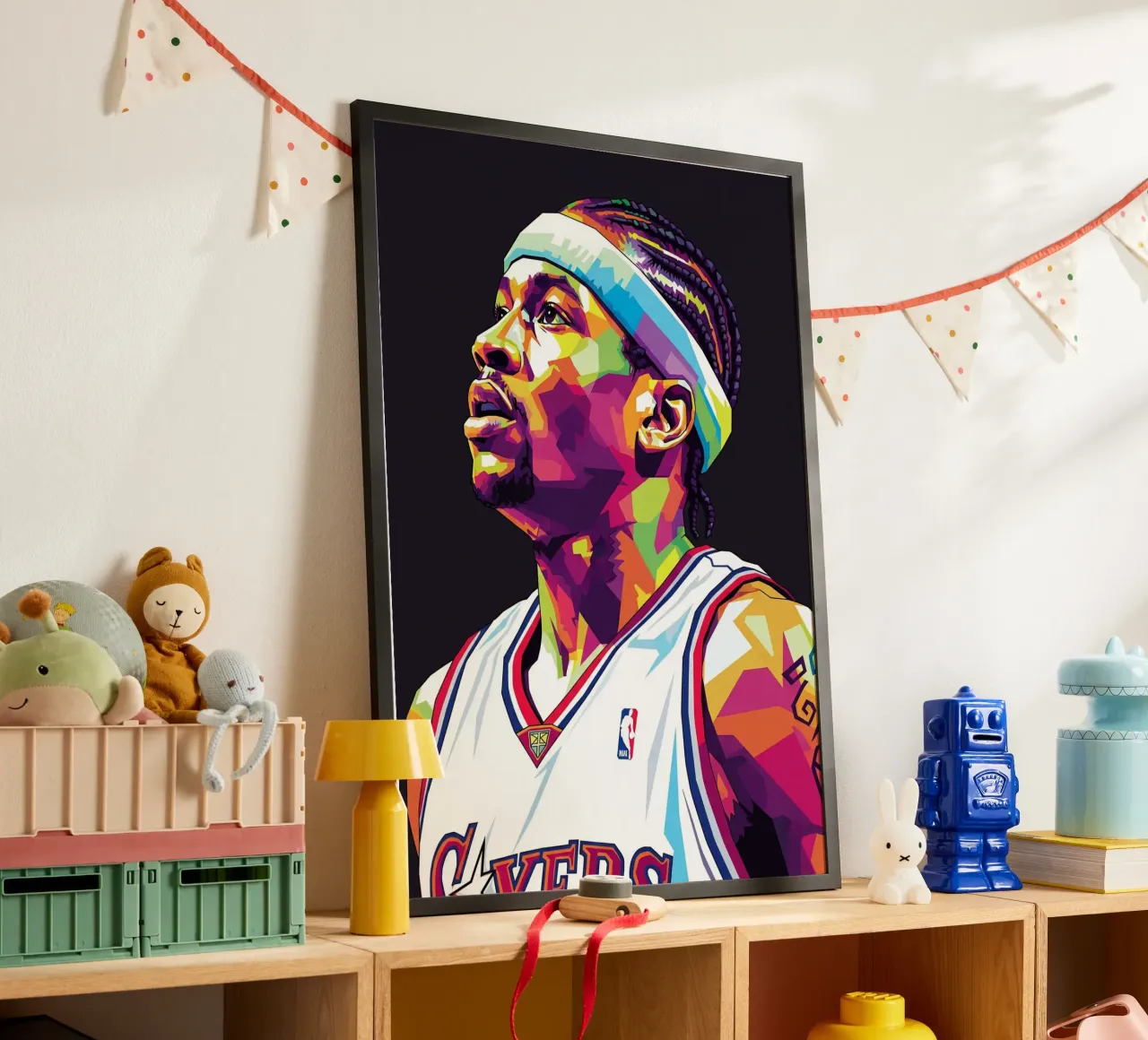 Allen Iverson - WPAP art #4 poster con telaio in alluminio da Hantamrata