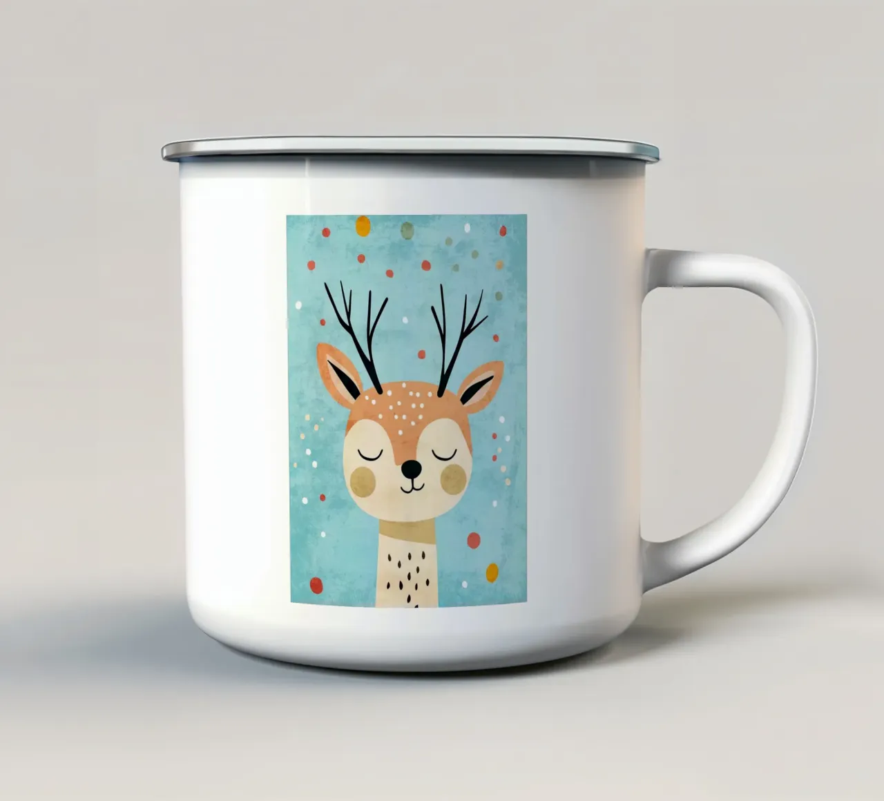 corna di cervo occhi chiusi illustrazione animale tazza in smalto da Courtney Ohling