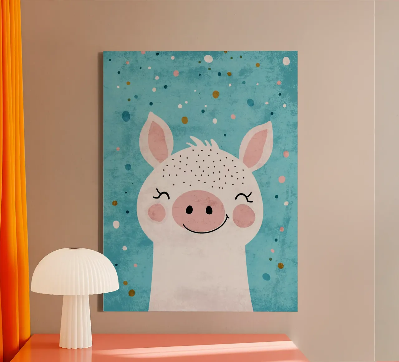 pig animal whiskers smiling nose canvas with Floater frame by Courtney Ohling