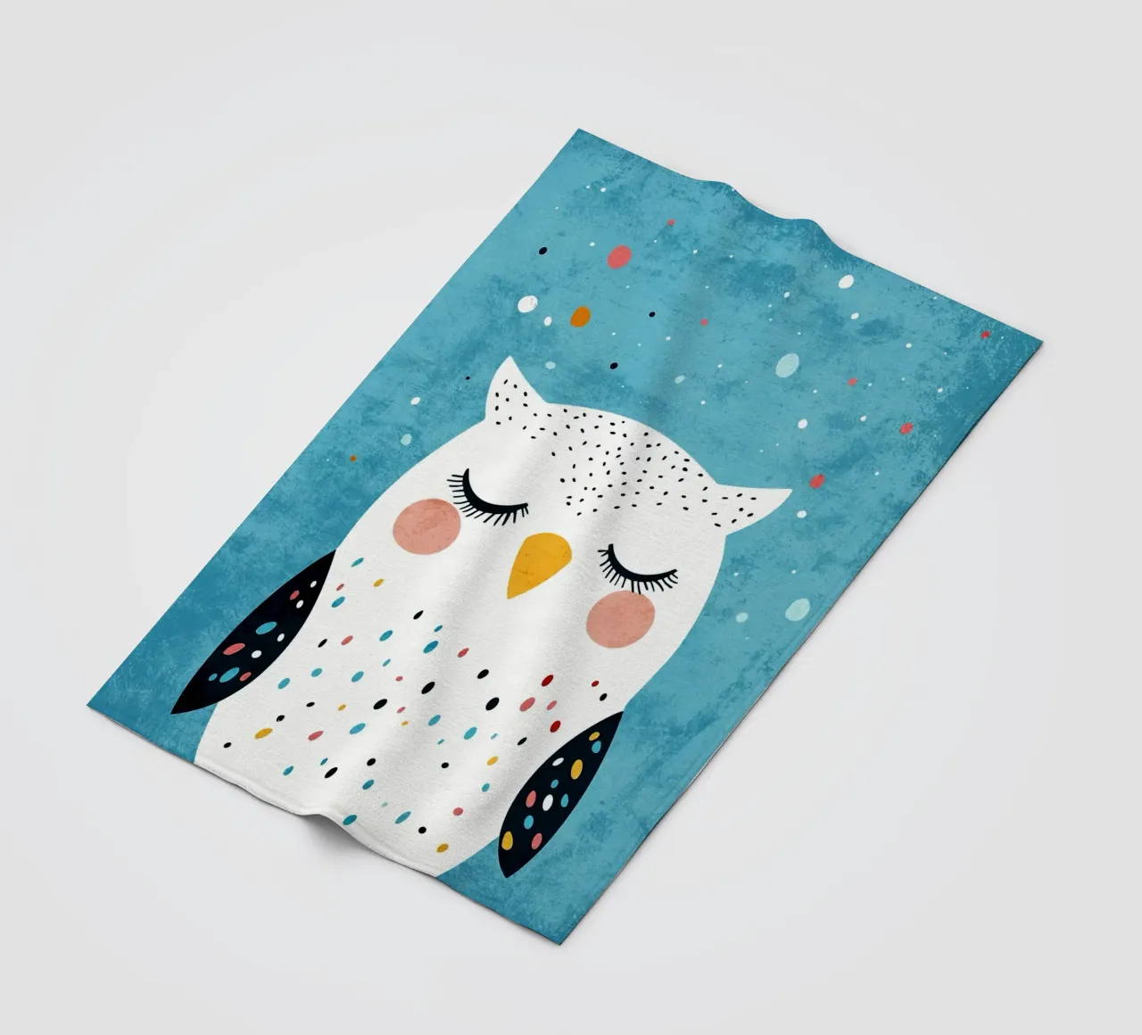 gufo occhi chiusi forme semplici punti coperta in pile da Courtney Ohling