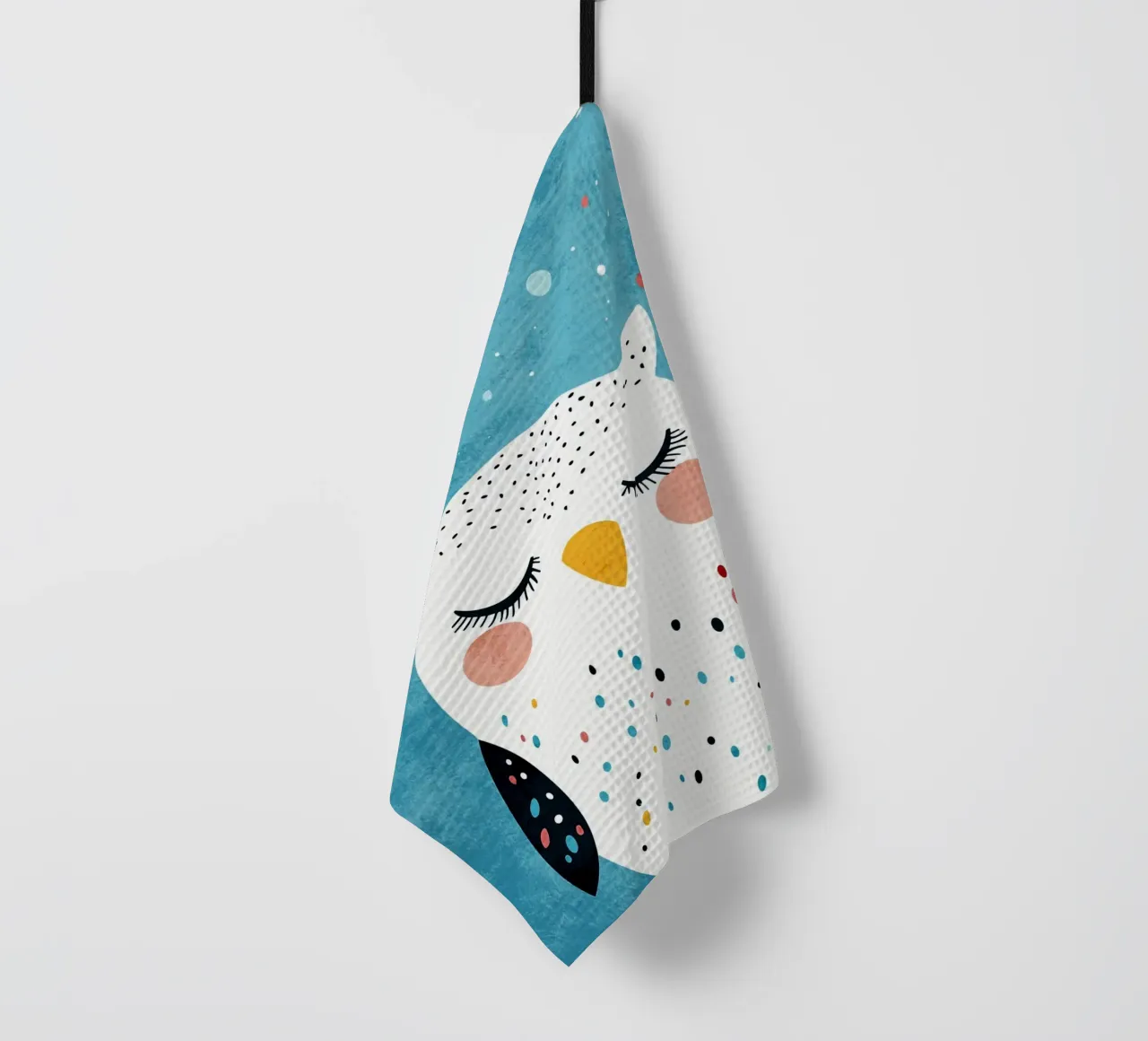 hibou yeux fermés formes simples points torchon de Courtney Ohling