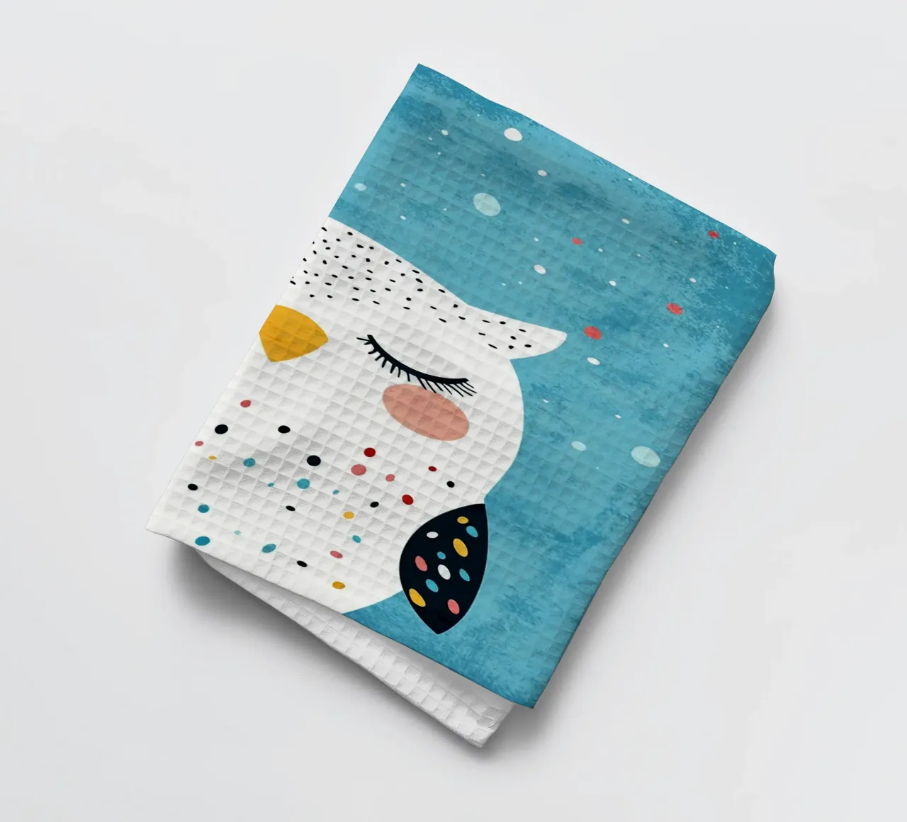 hibou yeux fermés formes simples points torchon de Courtney Ohling