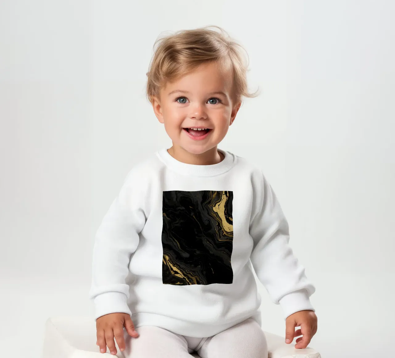 Texture astratta marmorizzata nera, grigia e oro felpa neonato da DesignDoodle