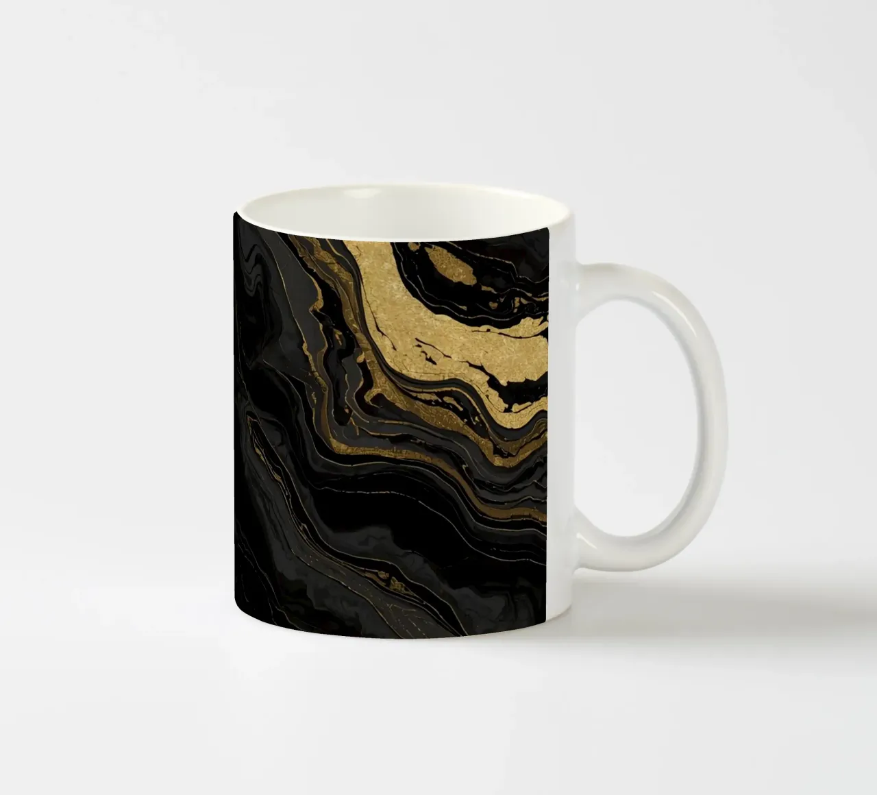 Texture astratta marmorizzata nera, grigia e oro tazza in ceramica da DesignDoodle