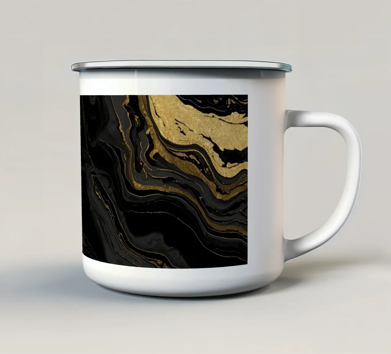 Texture astratta marmorizzata nera, grigia e oro tazza in smalto da DesignDoodle
