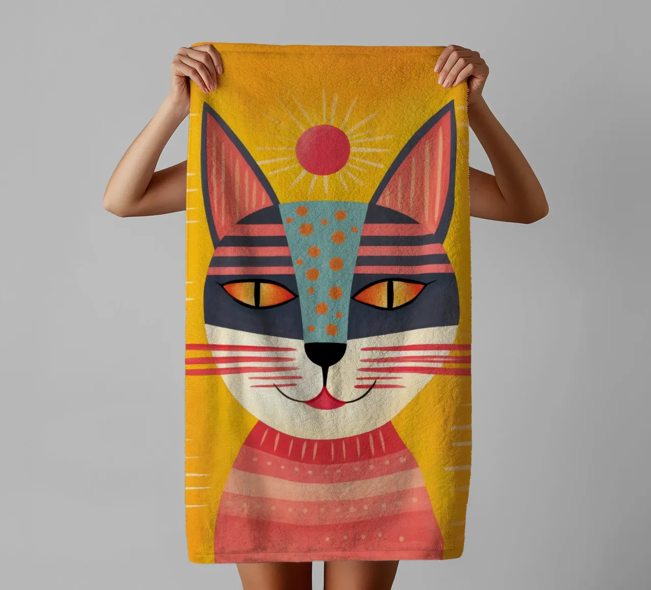 Whimsical Whiskers Cat With Attitude towel by Andrea Haase Animal Love