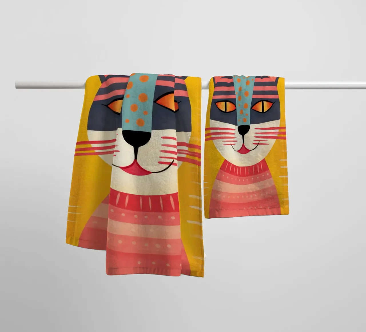 Whimsical Whiskers Cat With Attitude towel by Andrea Haase Animal Love