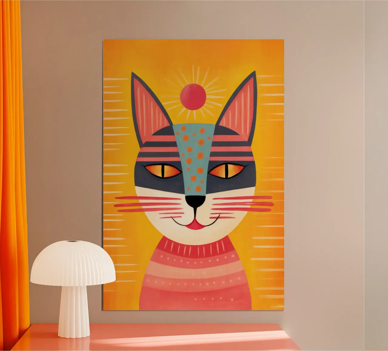 Whimsical Whiskers Cat With Attitude (Chat à moustaches avec attitude) poster avec cadre en aluminium de Andrea Haase Animal Love