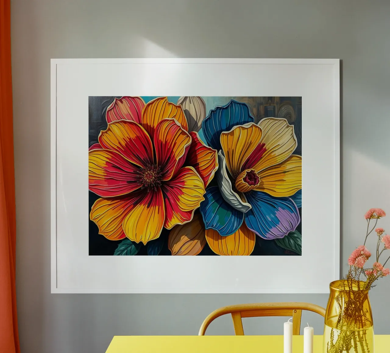 Armonia radiosa: Una sinfonia di fiori vibranti e strutturati poster con telaio in plastica da Artistic-shop