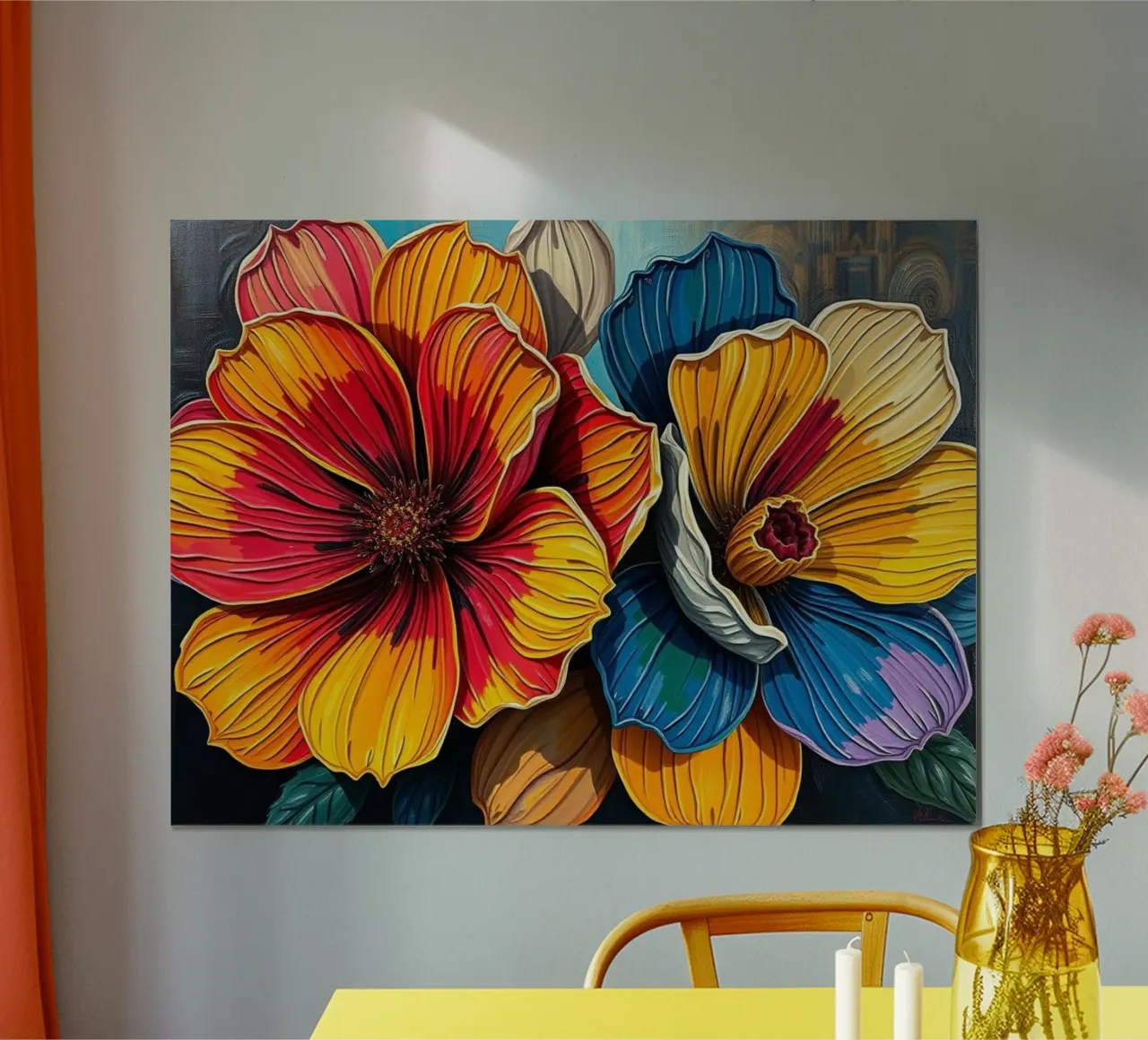 Armonia radiosa: Una sinfonia di fiori vibranti e strutturati poster con telaio in plastica da Artistic-shop