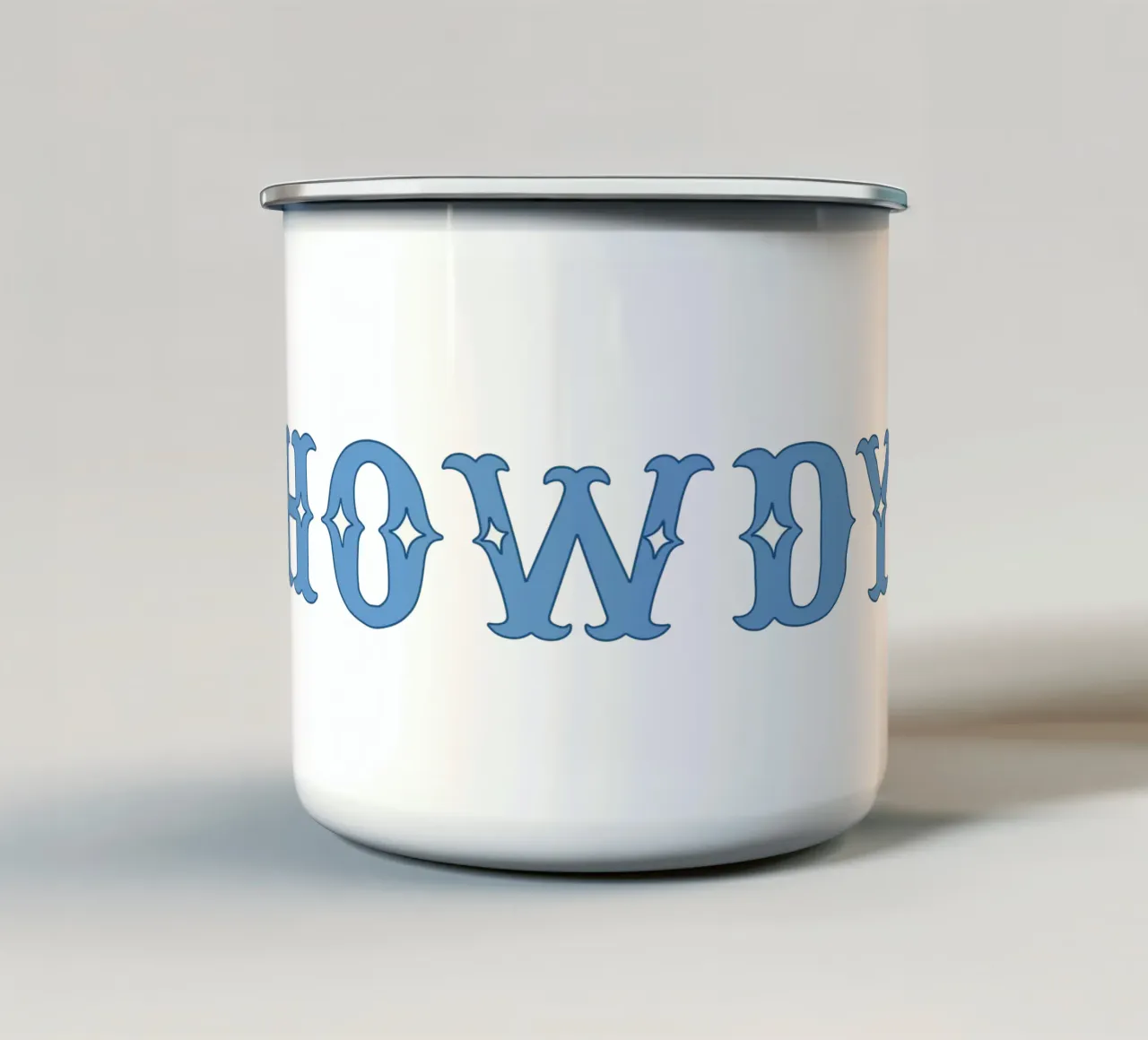 Howdy - Western Typography Print in Blue tazza in smalto da Vivdesign