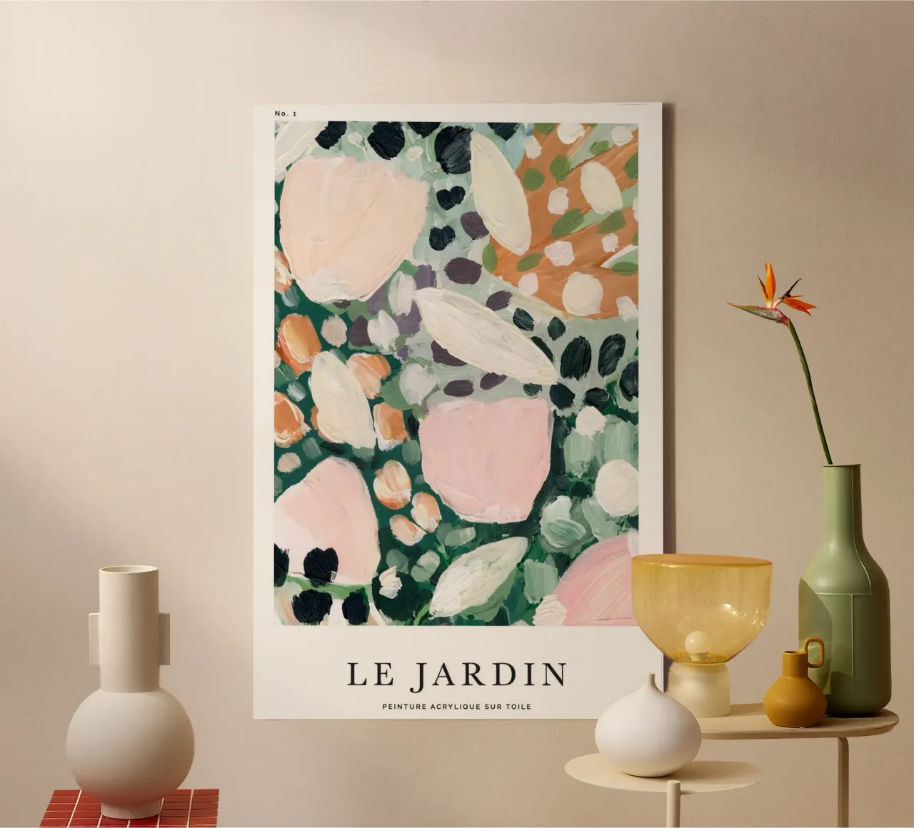 botanical floral patterns canvas with Floater frame by Craig Harris