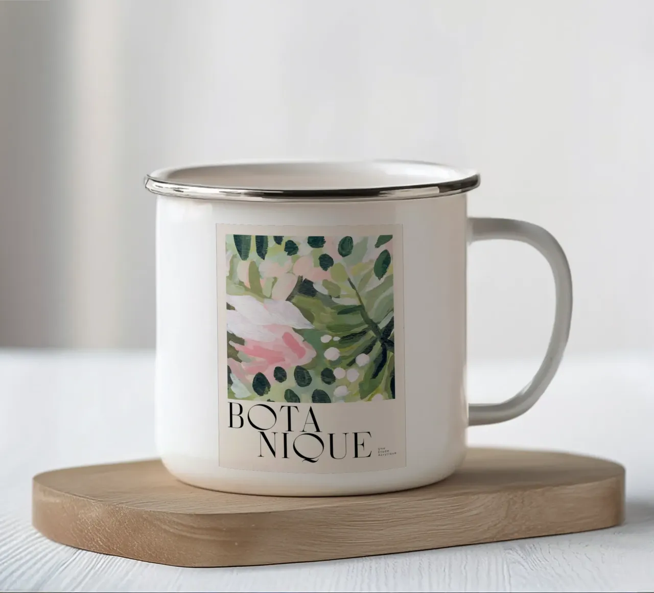 foglie botaniche fiori tazza in smalto da Craig Harris