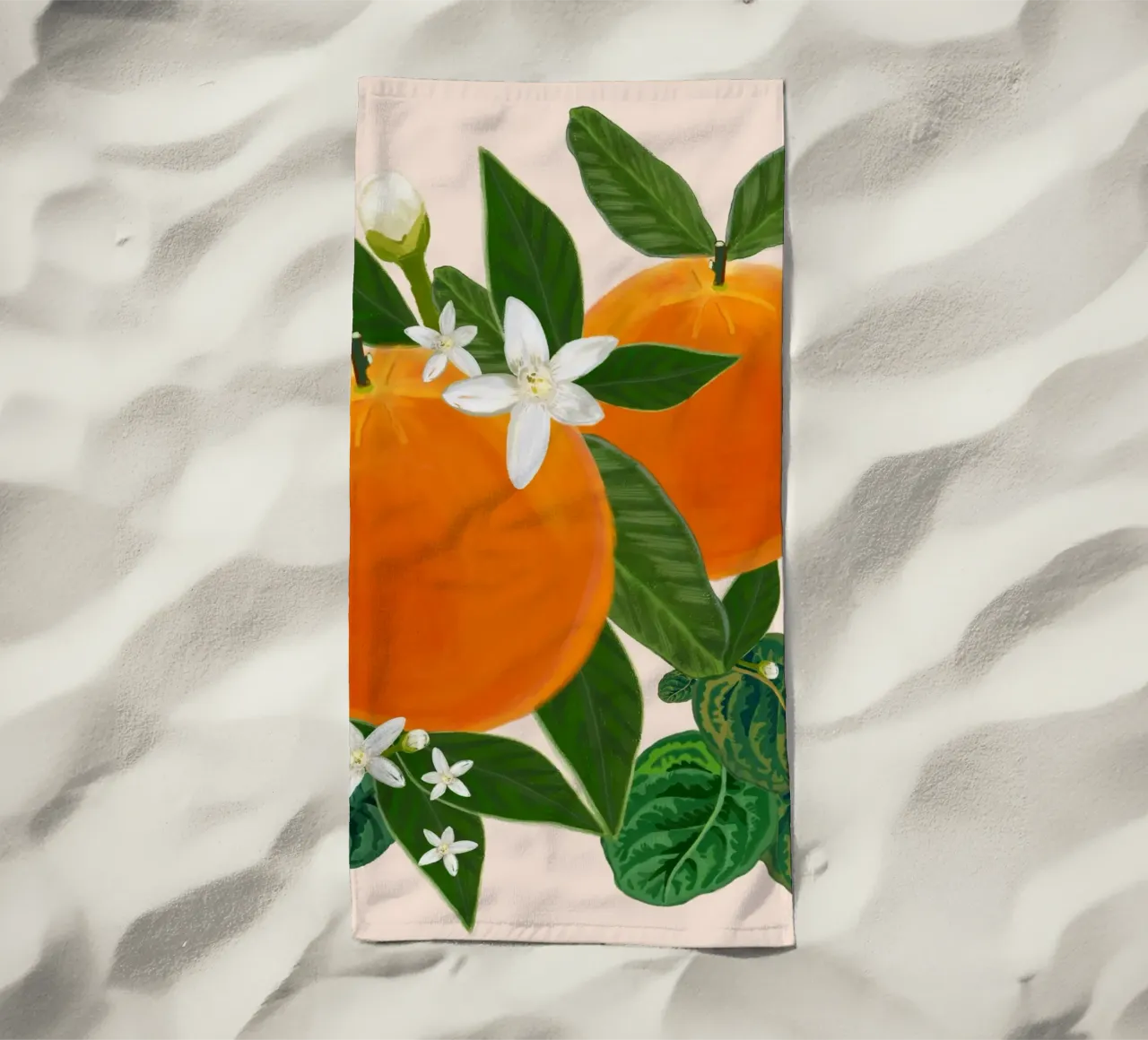 Orange And Flowers beach towel by gulsengunel
