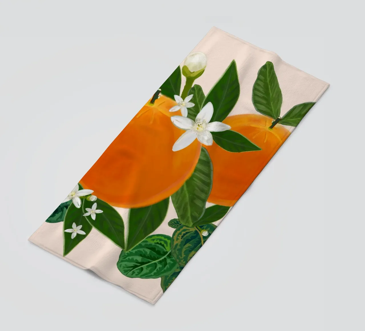 Orange And Flowers beach towel by gulsengunel
