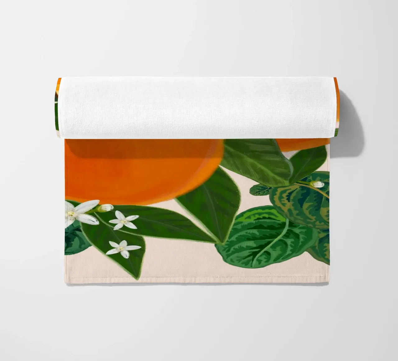 Orange And Flowers beach towel by gulsengunel