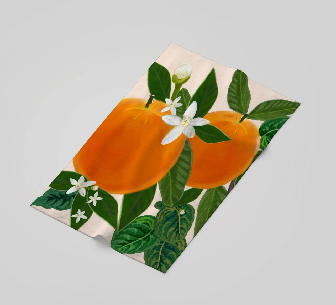 Orange And Flowers beach towel by gulsengunel