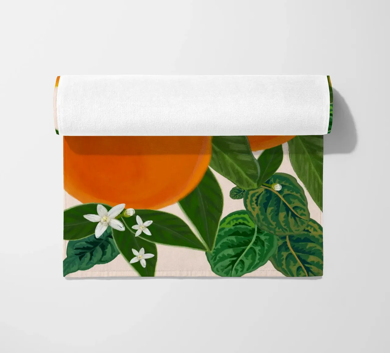 Orange And Flowers beach towel by gulsengunel