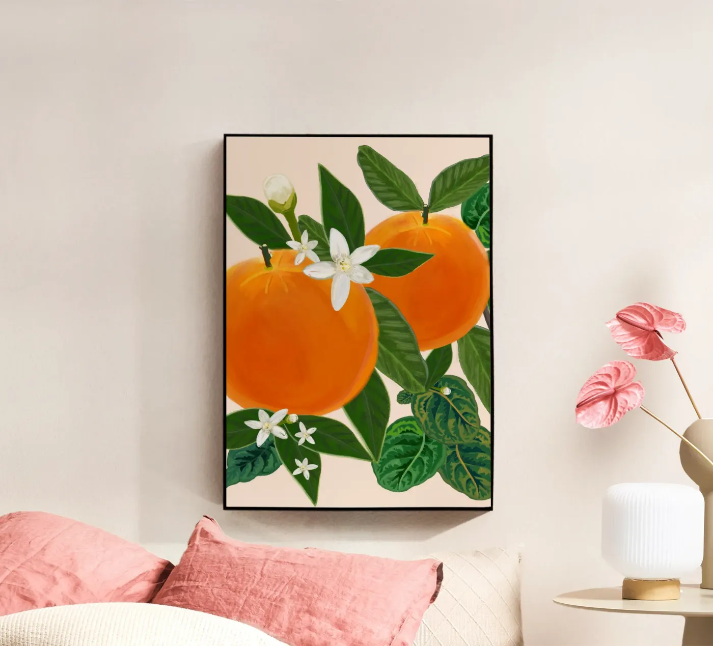 Orange And Flowers plexiglass da gulsengunel