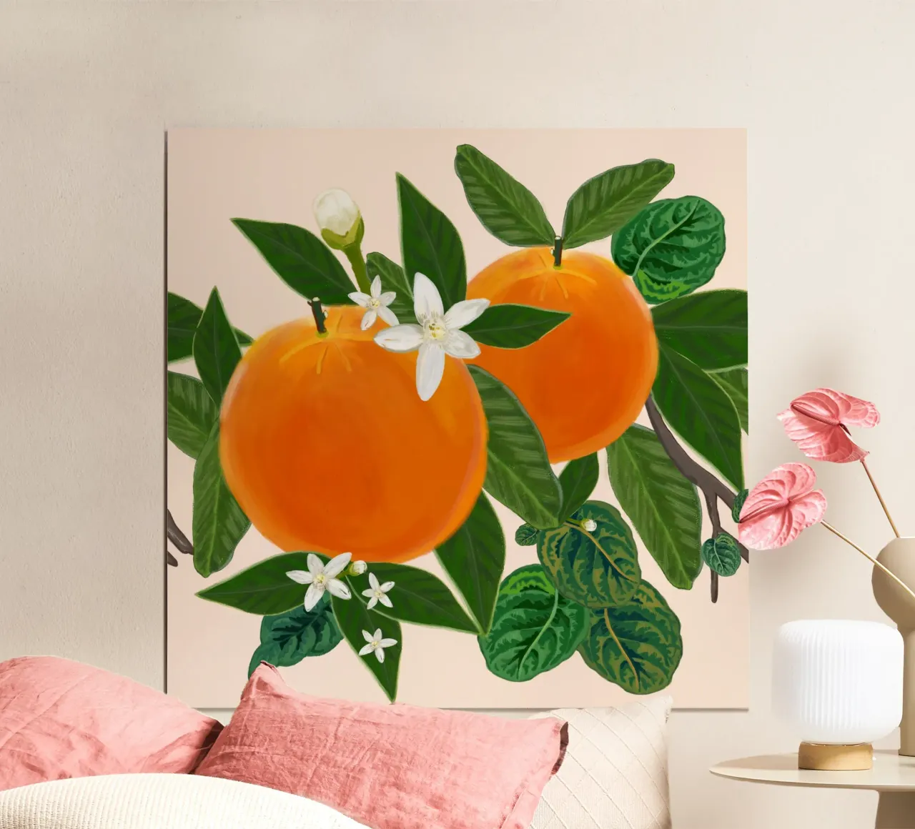 Arancio e fiori poster con telaio in alluminio da gulsengunel