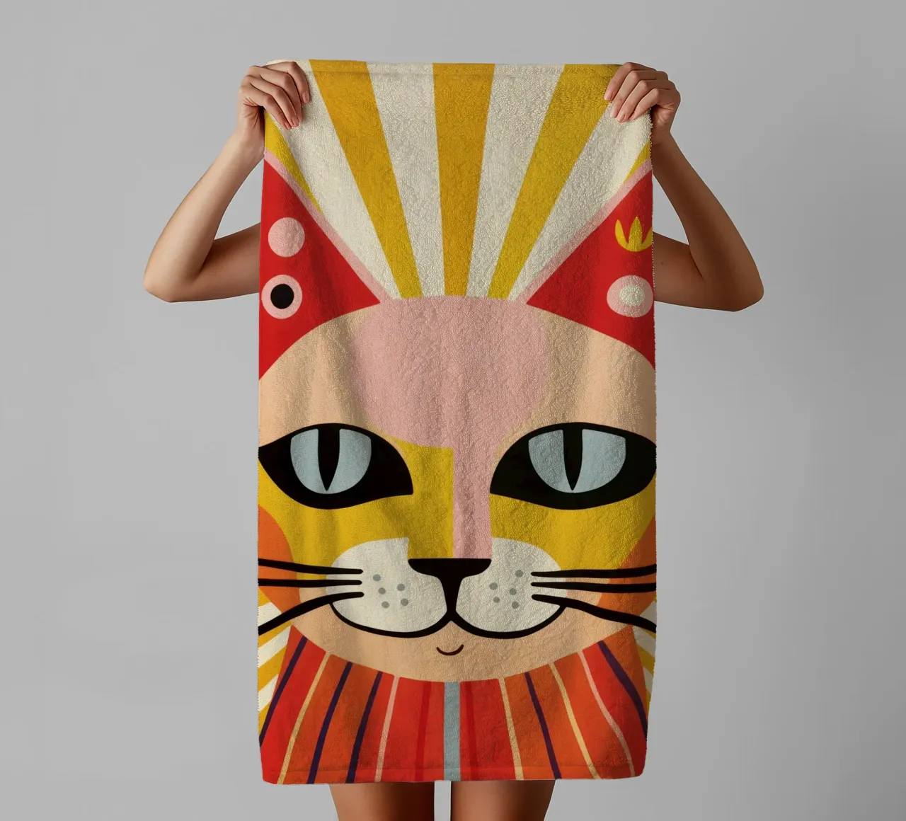 Sunset Kitty Mood towel by Andrea Haase Animal Love