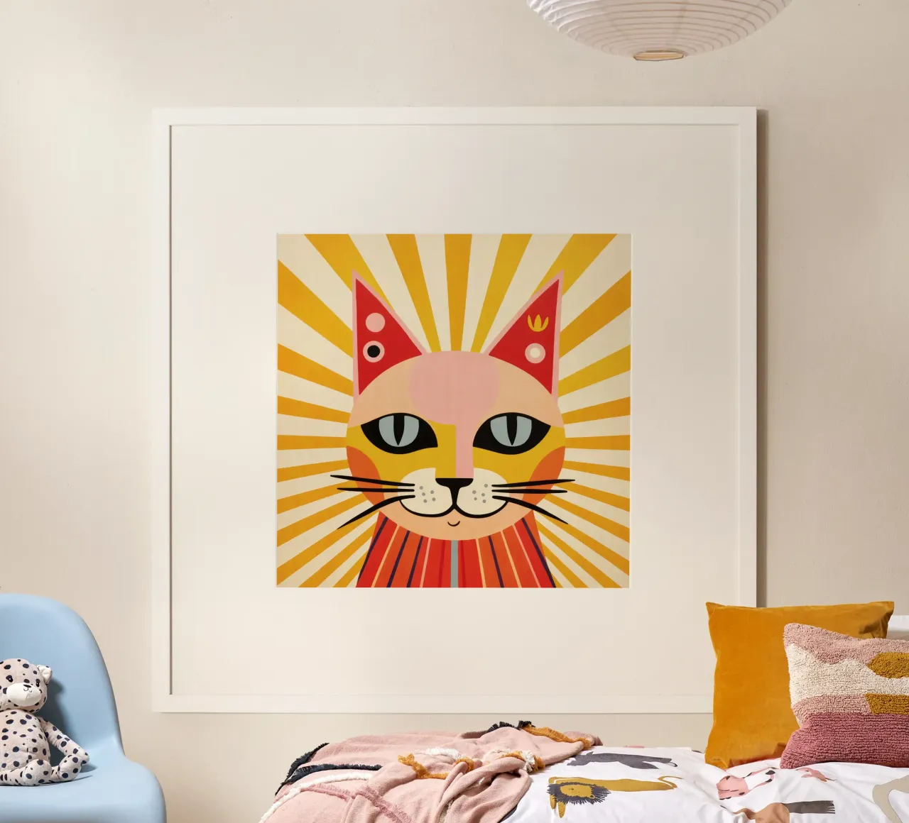 Tramonto Kitty Mood poster con telaio in alluminio da Andrea Haase Animal Love