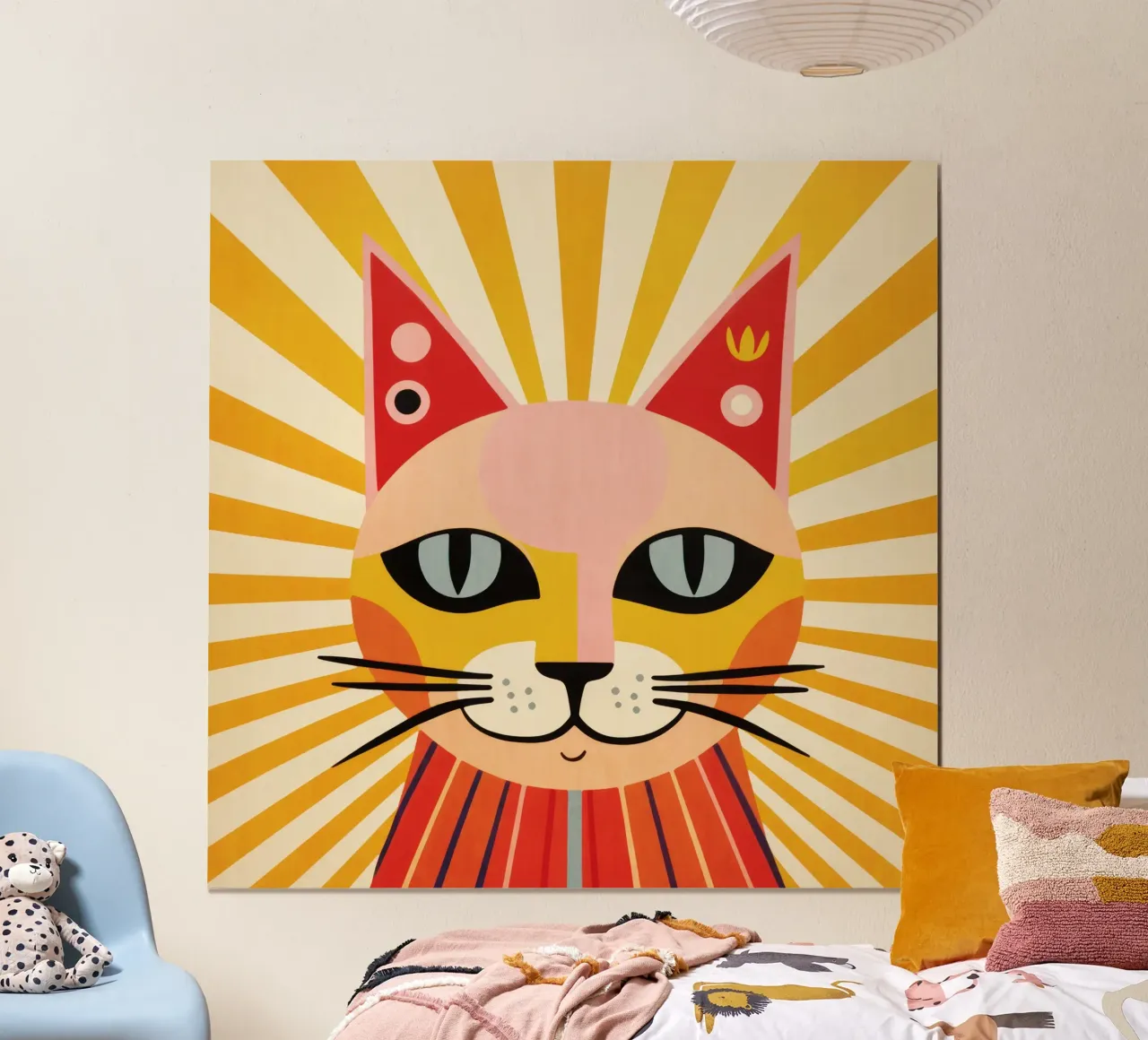 Tramonto Kitty Mood poster con telaio in alluminio da Andrea Haase Animal Love