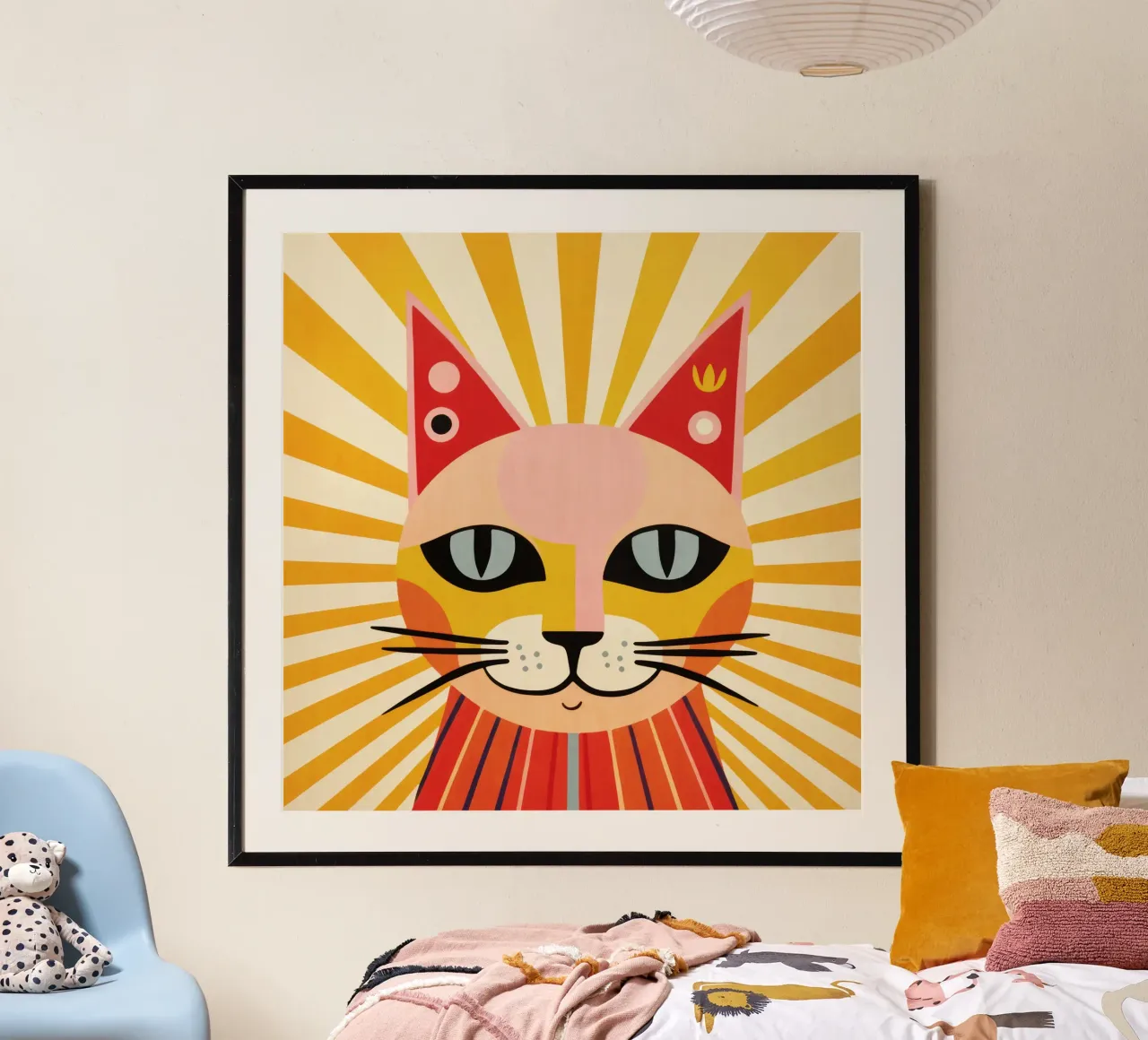 Tramonto Kitty Mood poster con telaio in alluminio da Andrea Haase Animal Love