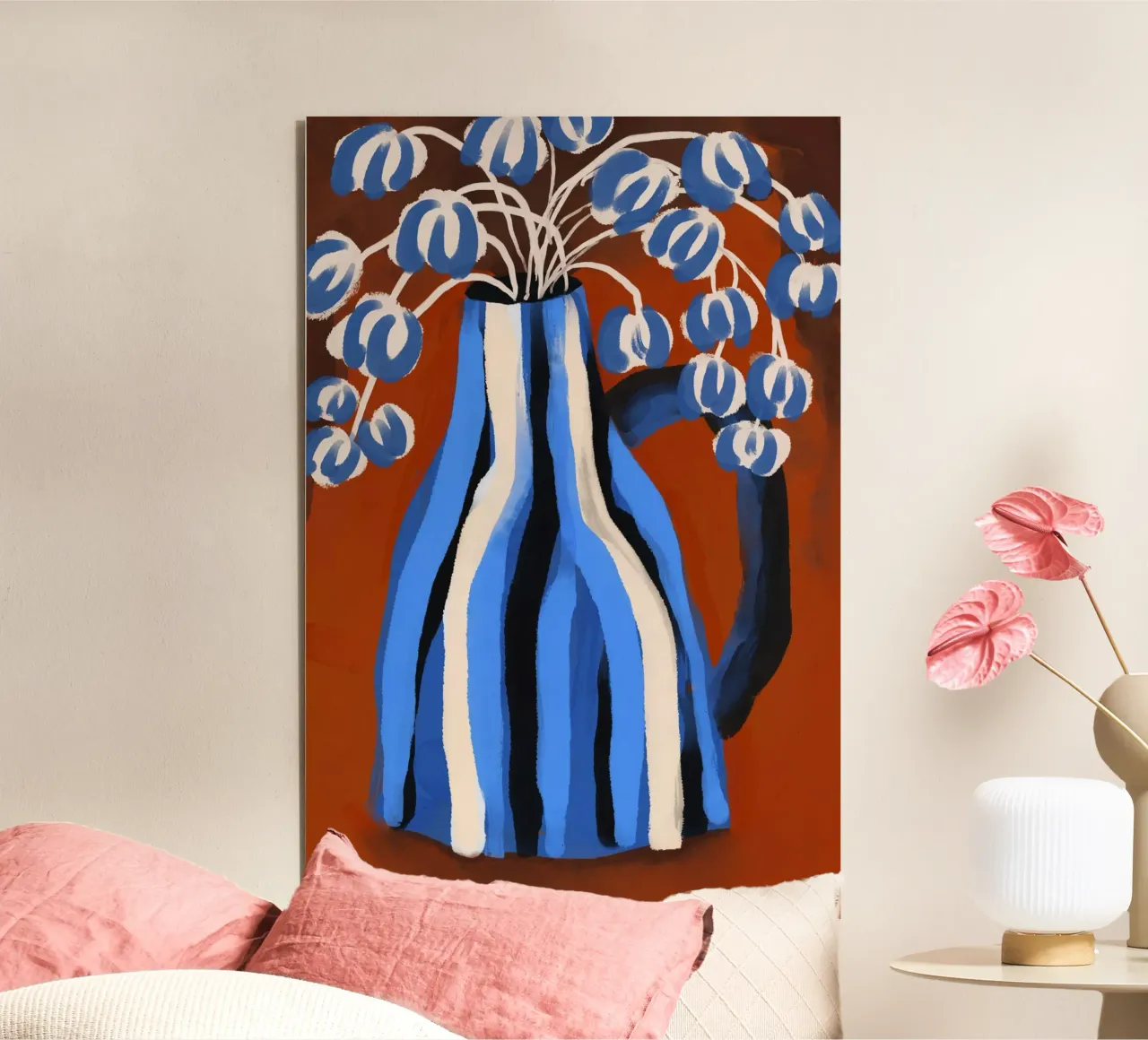 Blue Striped Vase alluminio dibond da treechild