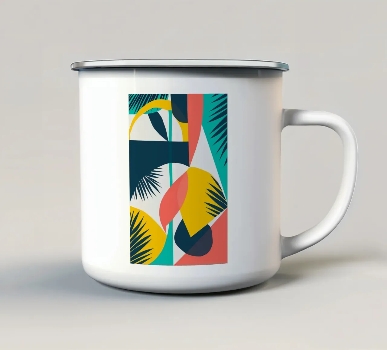 forme geometriche foglie foglie di palma tazza in smalto da Patrick M Gerber