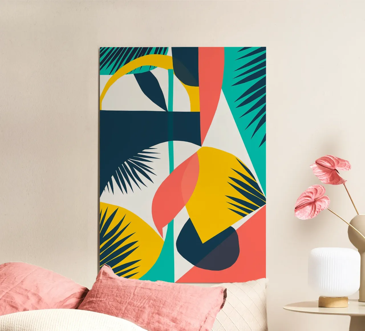forme geometriche foglie foglie di palma poster con telaio in plastica da Patrick M Gerber