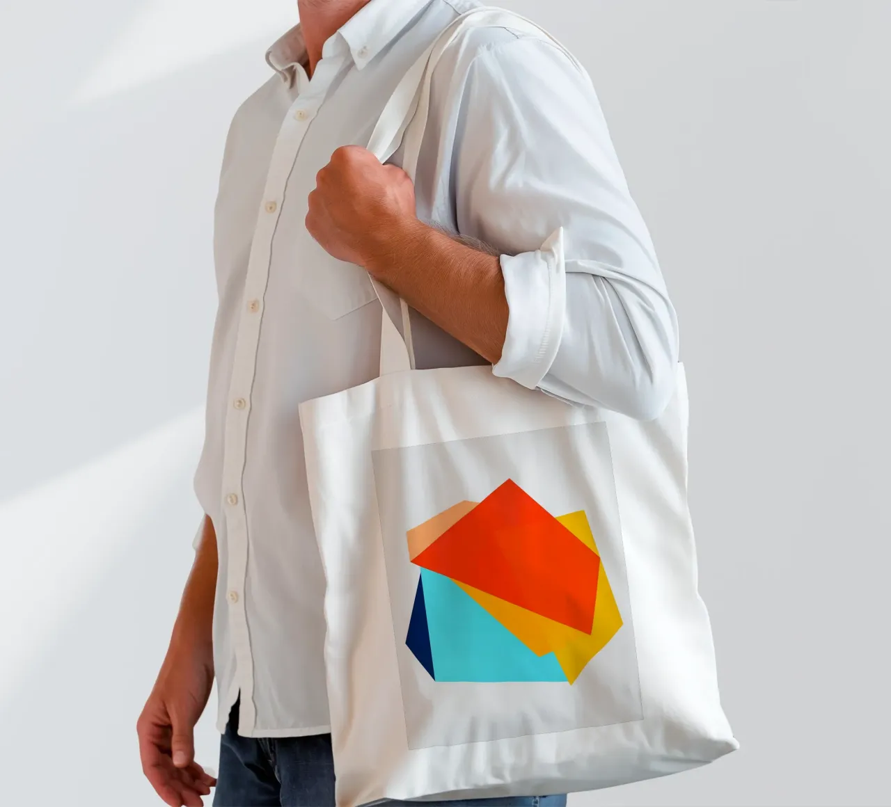 forme sovrapposte forme geometriche borsa in juta da Patrick M Gerber
