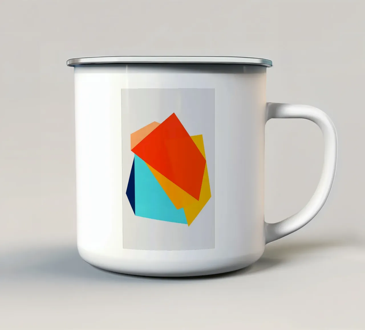 forme sovrapposte forme geometriche tazza in smalto da Patrick M Gerber